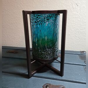 Regal Art & Gift Home Decor 11in Mosaic Lantern Teal / Green Glass And Metal